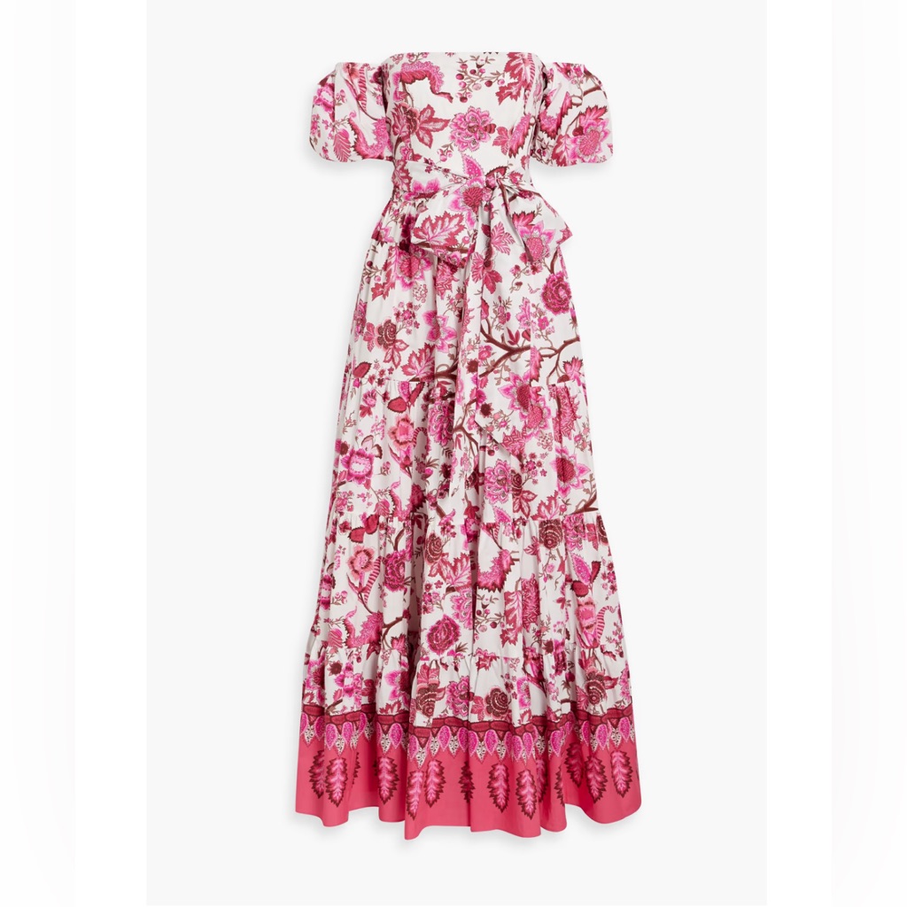 Cara Cara Wethersfield Off-The-Shoulder Printed Cotton-Poplin Maxi Dress